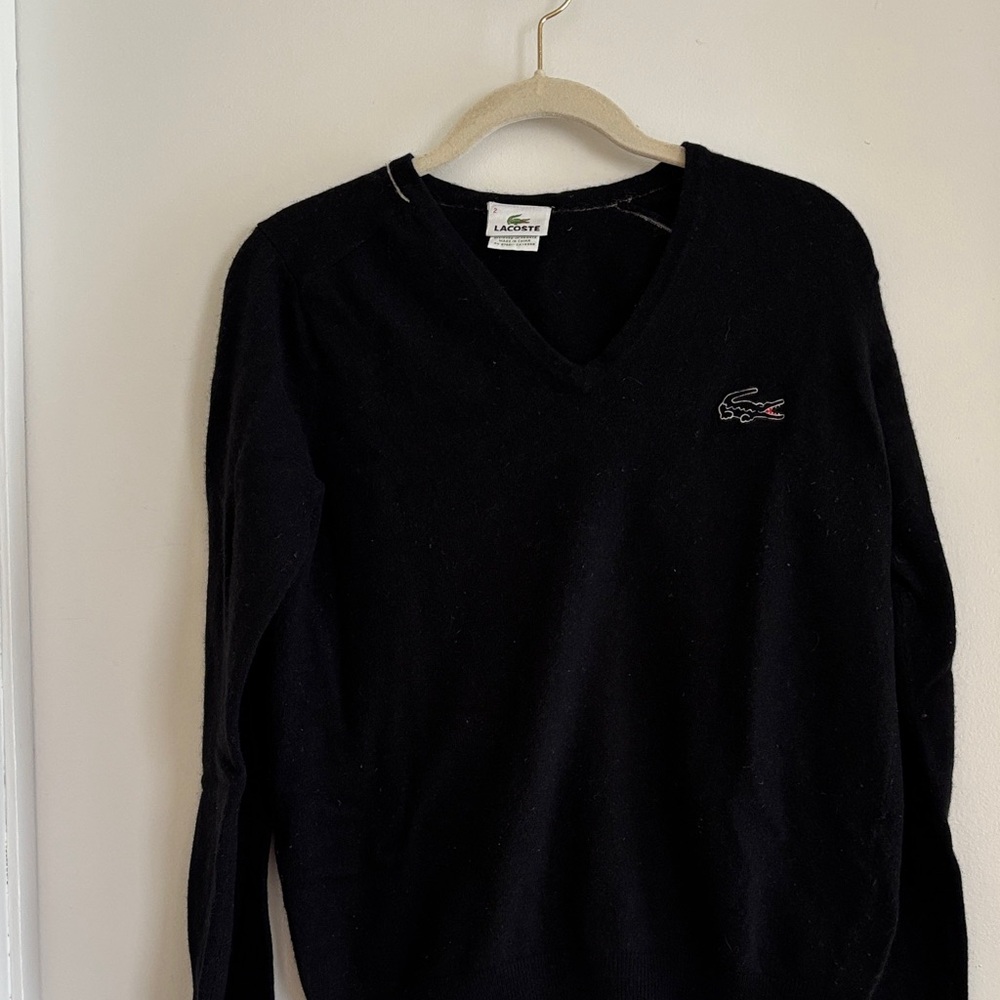 Lacoste Women's Classic Black V-Neck Sweater